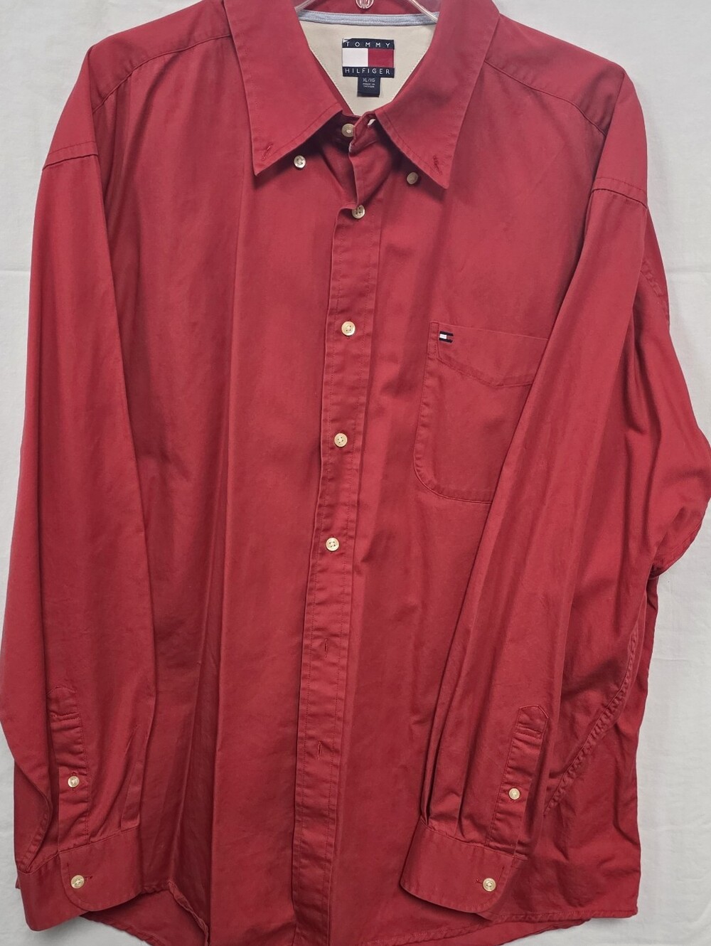 Tommy Hilfiger Men’s Red Long-Sleeve Button-Down Shirt